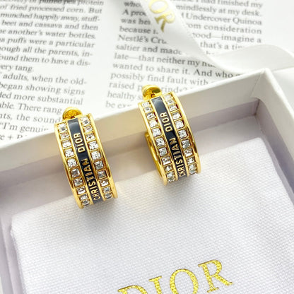 CD 26S CRYSTAL LOGO HOOP EARRINGS IN GOLD METAL 631771 mysite