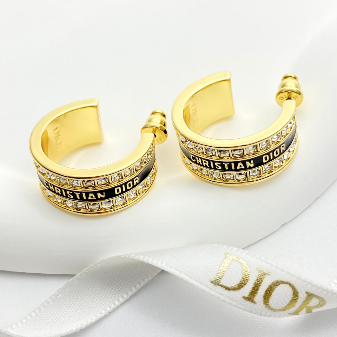 CD 26S CRYSTAL LOGO HOOP EARRINGS IN GOLD METAL 631771 mysite