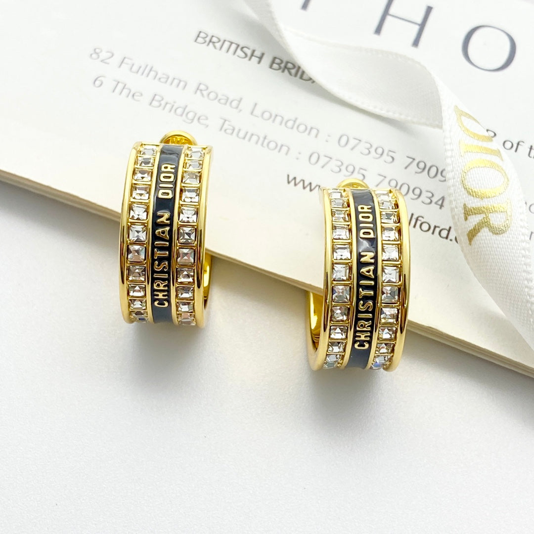 CD 26S CRYSTAL LOGO HOOP EARRINGS IN GOLD METAL 631771 mysite