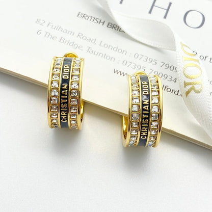 CD 26S CRYSTAL LOGO HOOP EARRINGS IN GOLD METAL 631771 mysite