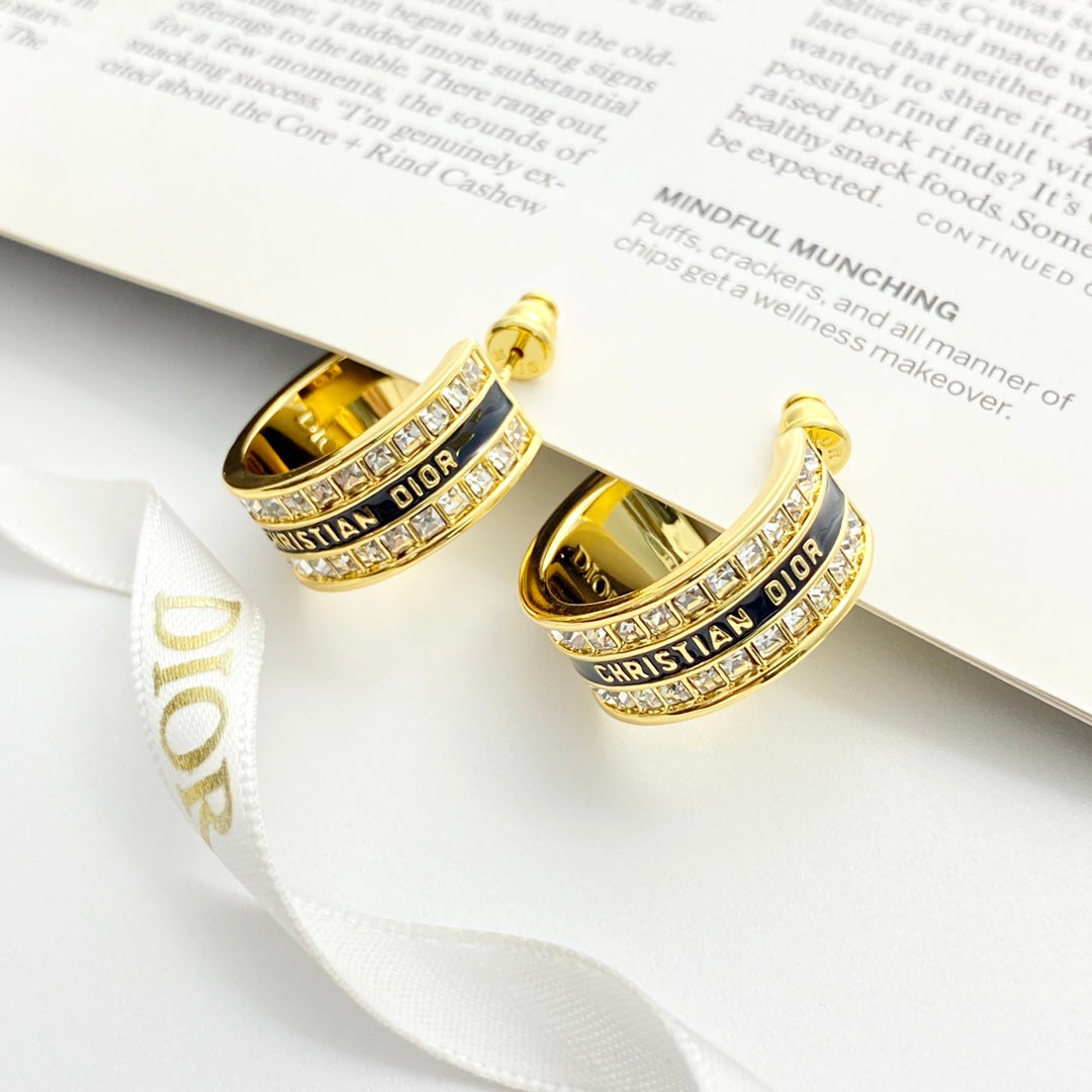CD 26S CRYSTAL LOGO HOOP EARRINGS IN GOLD METAL 631771 mysite