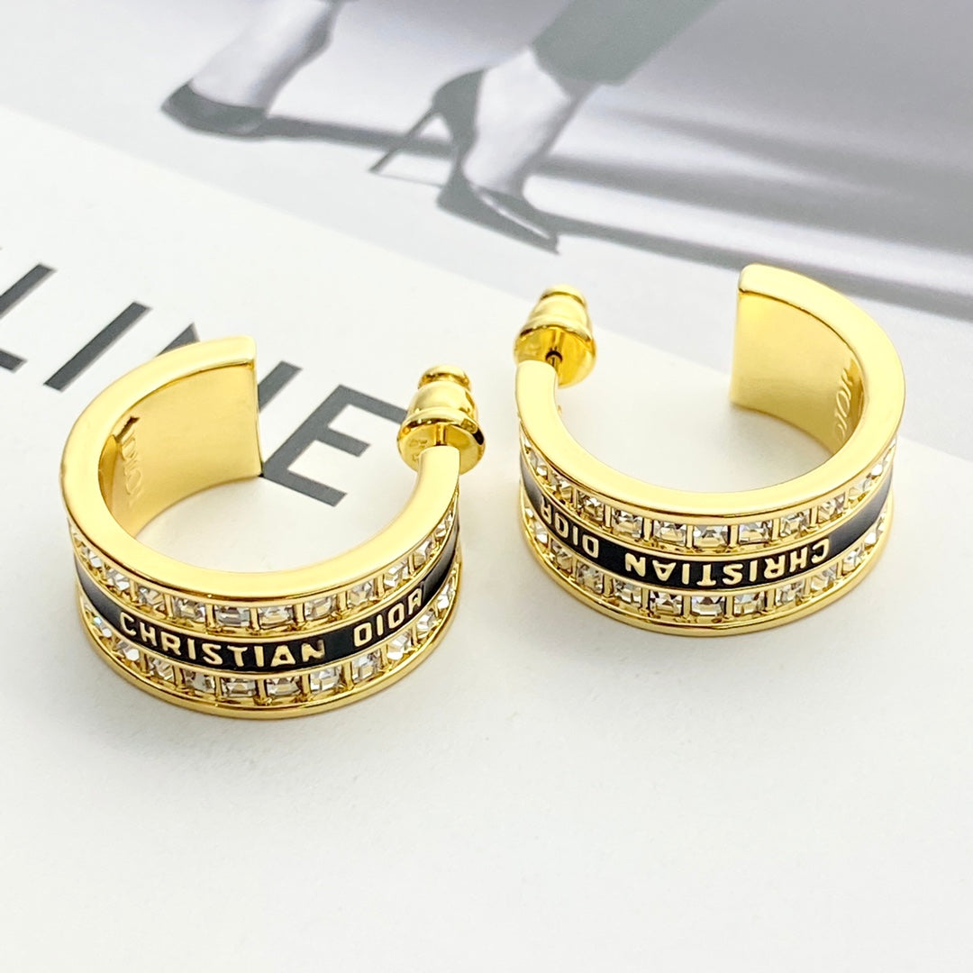 CD 26S CRYSTAL LOGO HOOP EARRINGS IN GOLD METAL 631771 mysite