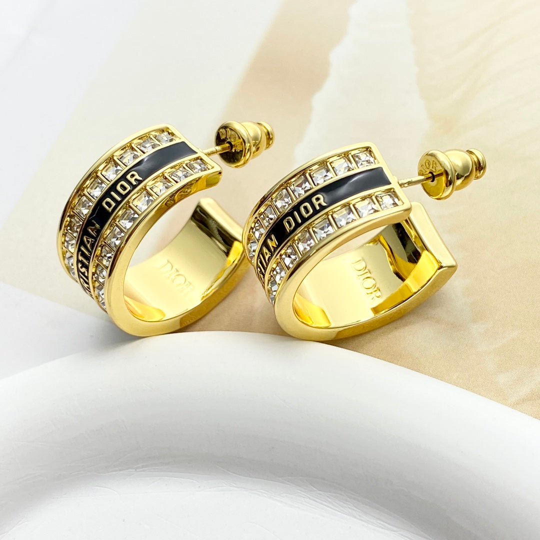CD 26S CRYSTAL LOGO HOOP EARRINGS IN GOLD METAL 631771 mysite