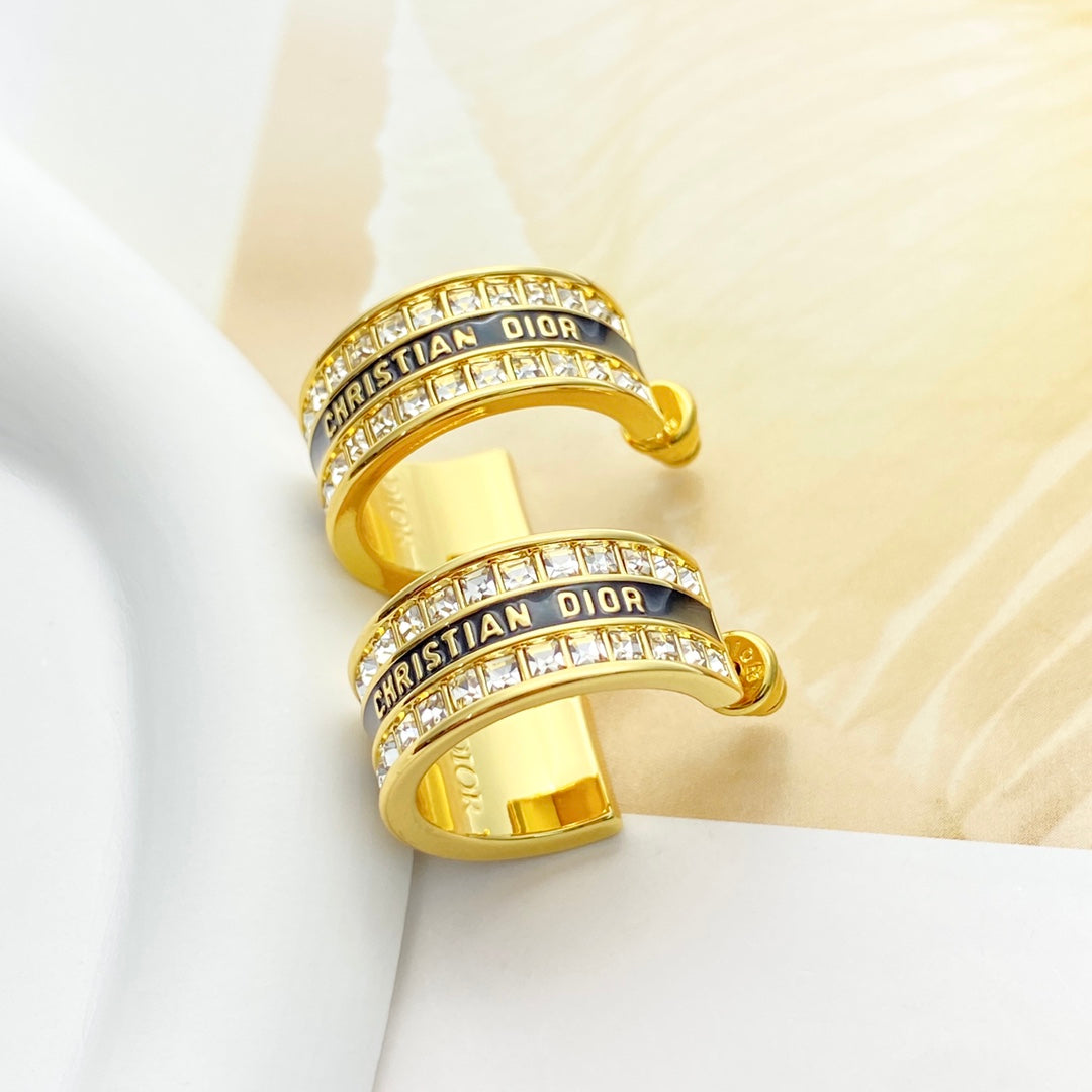 CD 26S CRYSTAL LOGO HOOP EARRINGS IN GOLD METAL 631771 mysite