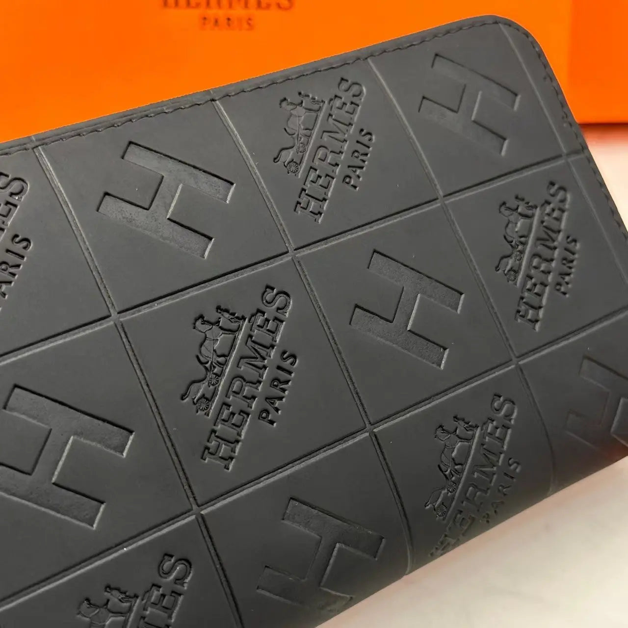 H Black Embossed Leather Wallet-18 mysite