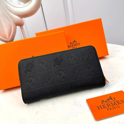 H Black Embossed Leather Wallet-18 mysite