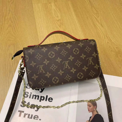 Vintage Lock Chain Shoulder Bag – Classic Monogram Design-18 mysite