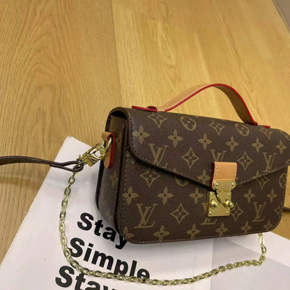 Vintage Lock Chain Shoulder Bag – Classic Monogram Design-18 mysite
