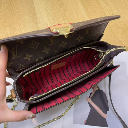 Vintage Lock Chain Shoulder Bag – Classic Monogram Design-18 mysite