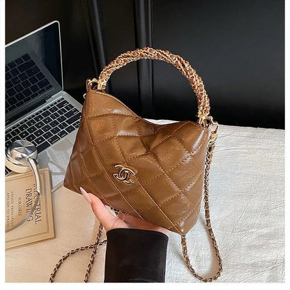 Quilted Chain Cloud Bag - Adjustable Strap Textured Crossbody-18 mysite