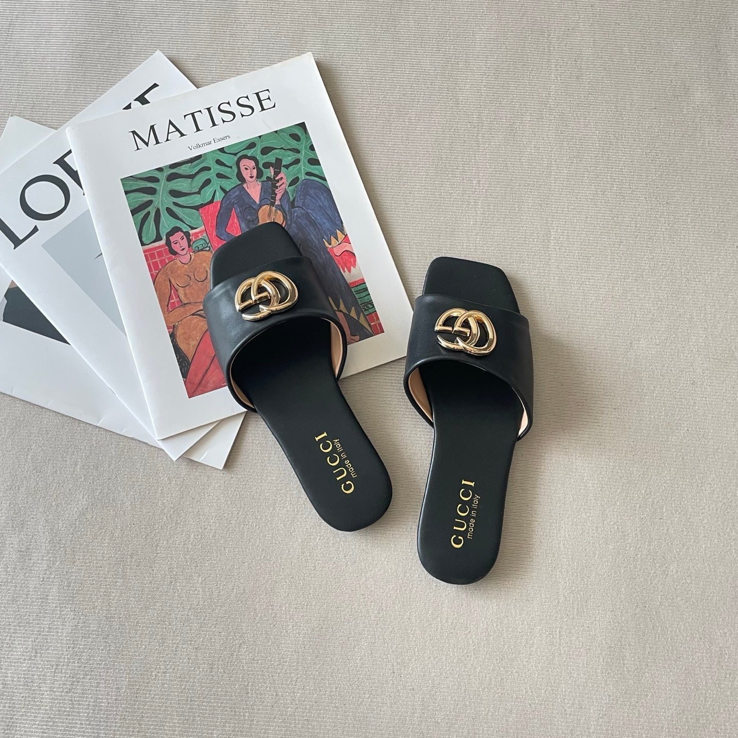 Trendy metal-ring square-toe flat slides-s2 mysite