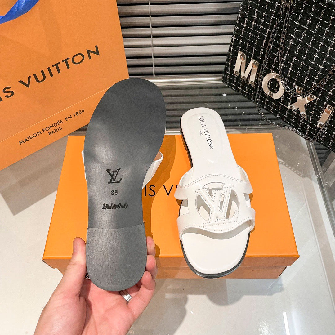 Premium hollow logo single-strap flat slides-s2 mysite