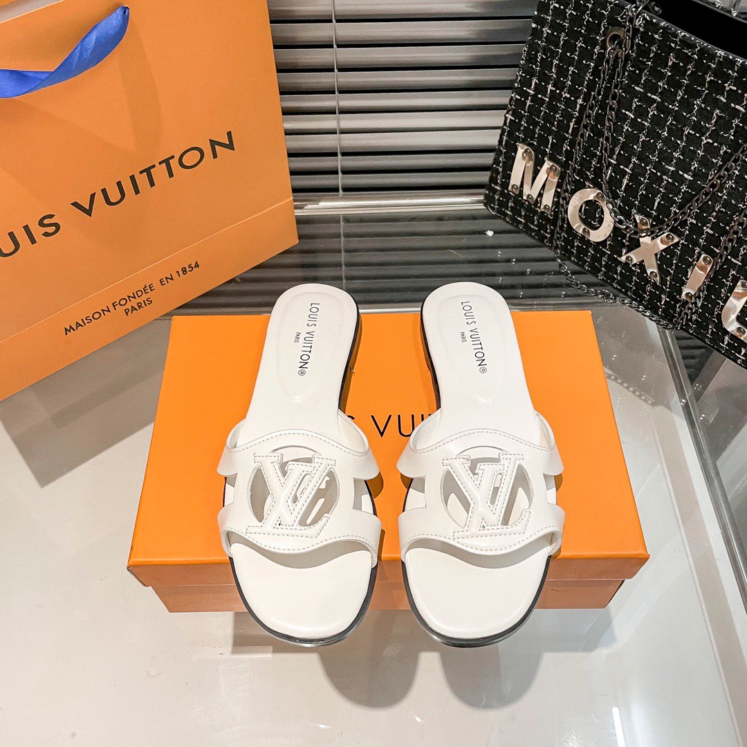 Premium hollow logo single-strap flat slides-s2 mysite