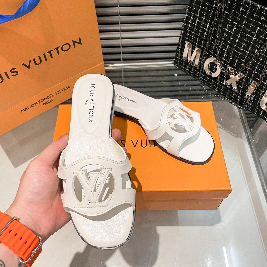 Premium hollow logo single-strap flat slides-s2 mysite