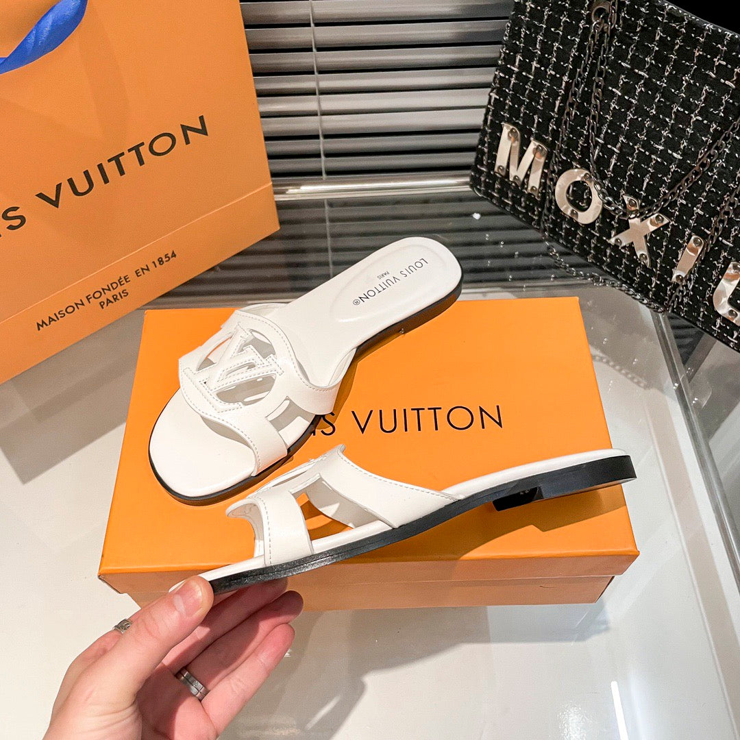 Premium hollow logo single-strap flat slides-s2 mysite