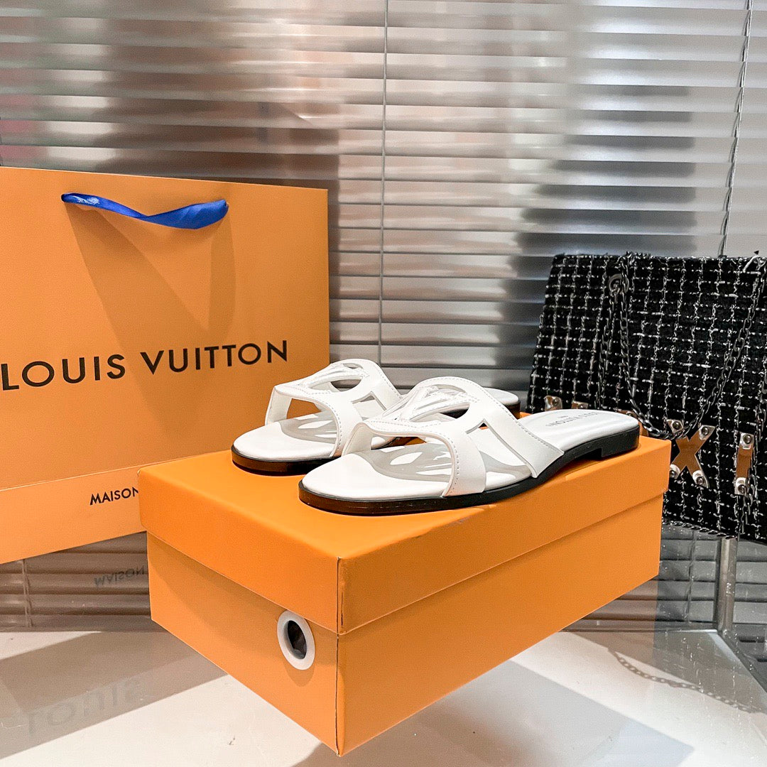 Premium hollow logo single-strap flat slides-s2 mysite