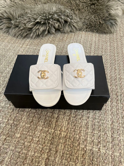 Luxury diamond-quilted flat slides with metal embellishments-s2 mysite