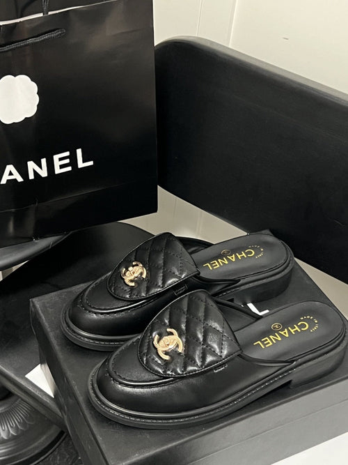 Light Luxury Quilted Metal Buckle Mules-s2 mysite