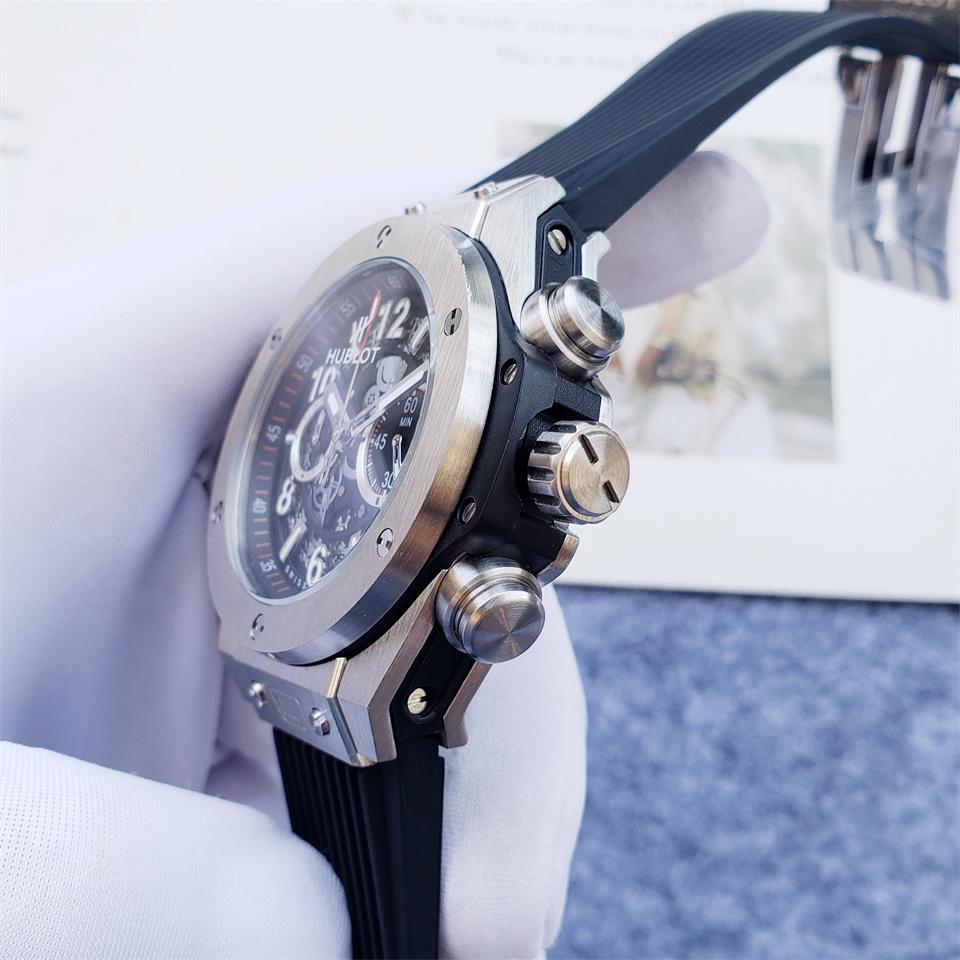 Luxury VK Quartz Movement Watch for Men Chronograph Wristwatch Stainless Steel Leather Strap
