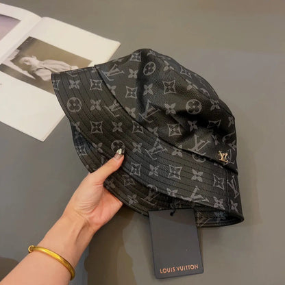 Luxury Monogram Leather Bucket Hat | Luxury Designer 1v Hat-s2 mysite