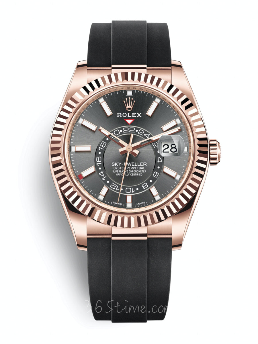 Automatic Watch for Men Replica Sky Dweller Black Dial Rubber Belt 40mm R061330