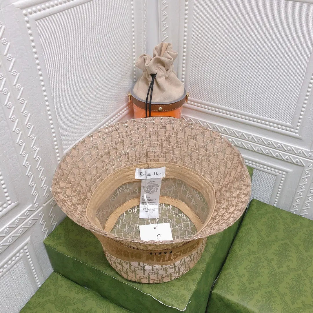 Vintage Sheer Organza Logo Bucket Hat for Women & Men-s2 mysite