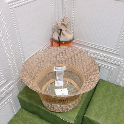 Vintage Sheer Organza Logo Bucket Hat for Women & Men-s2 mysite