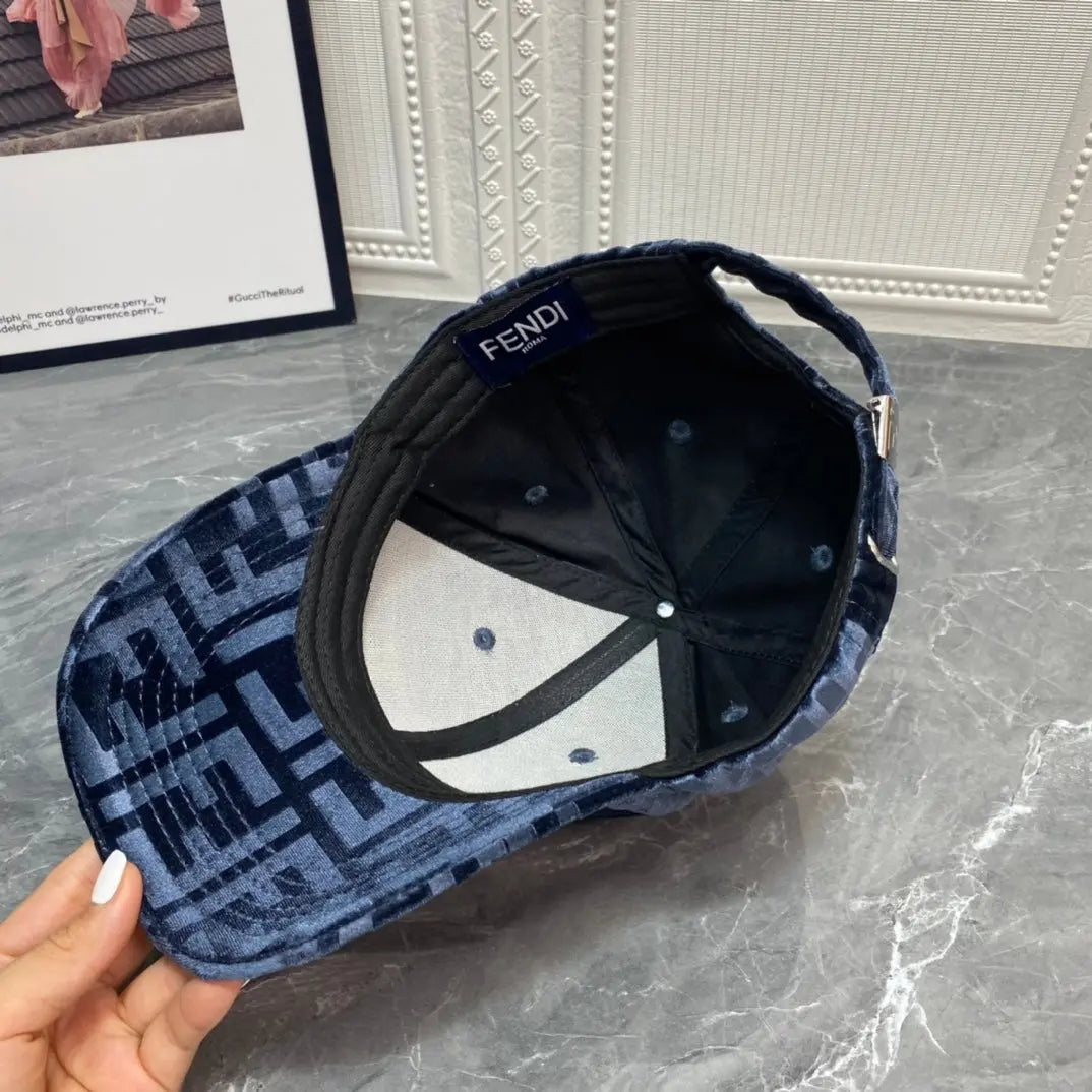 Luxury FF Gold Velvet Baseball Cap | Luxury Designer Adjustable Hat-s2 mysite
