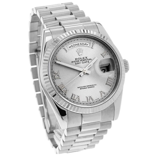 Luxury Automatic Watch for Men Mechanical Wristwatch Stainless Steel Day/Date Silver 100204