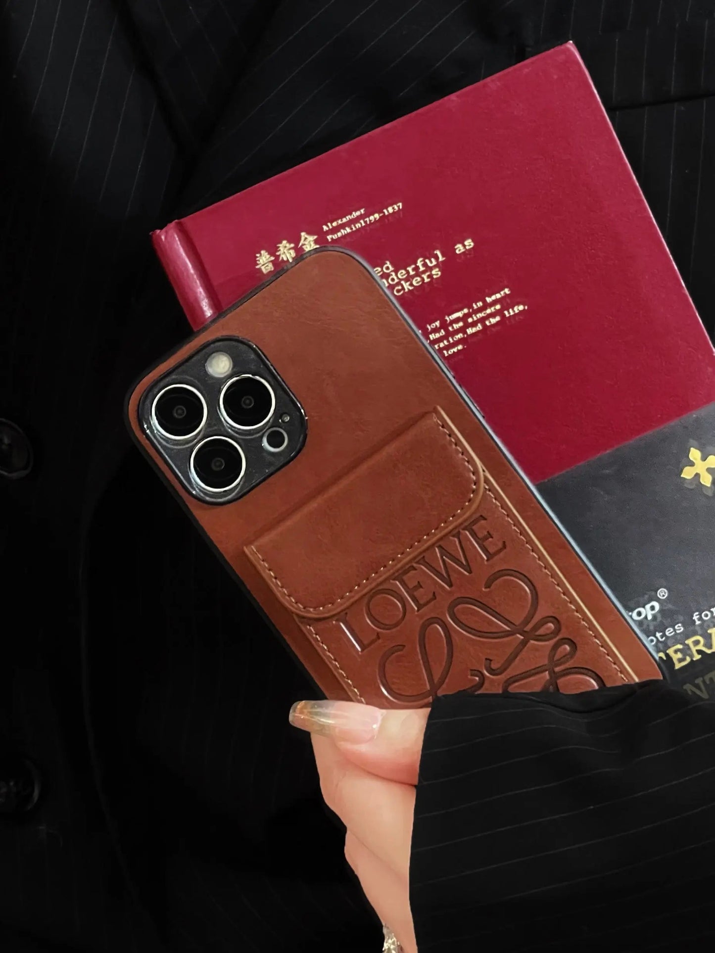 Luxury iPhone Case With Card Holder Brown-LZP241448-s2 mysite