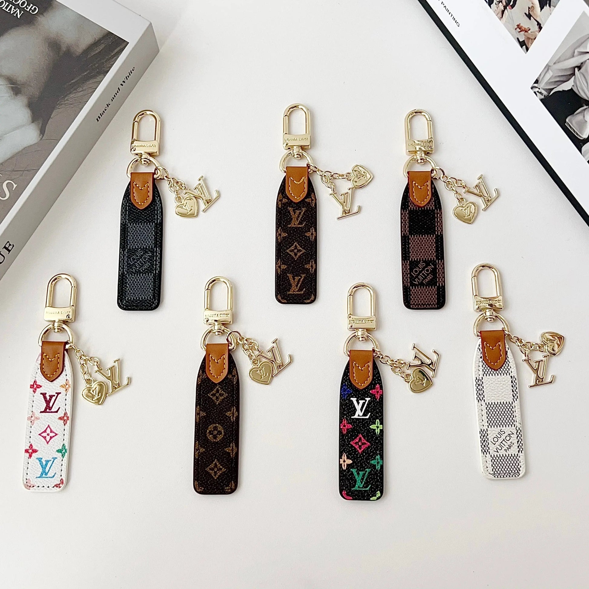 Luxury Leather Keychain Charm with Gold Accents-s2 mysite