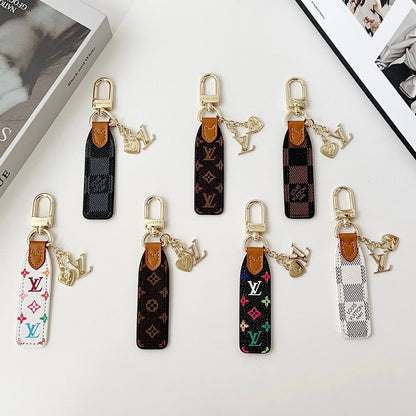 Luxury Leather Keychain Charm with Gold Accents-s2 mysite