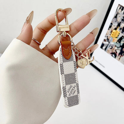 Luxury Leather Keychain Charm with Gold Accents-s2 mysite