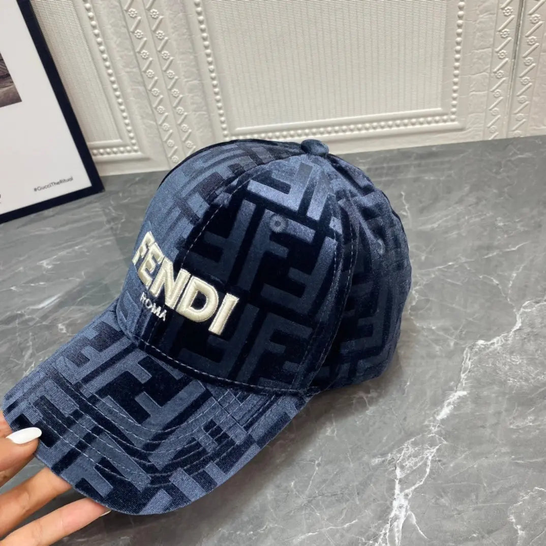 Luxury FF Gold Velvet Baseball Cap | Luxury Designer Adjustable Hat-s2 mysite