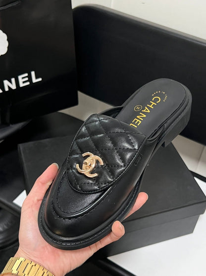 Light Luxury Quilted Metal Buckle Mules-s2 mysite