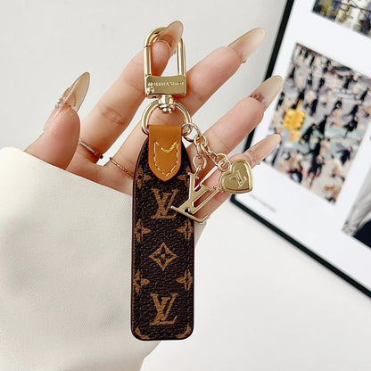 Luxury Leather Keychain Charm with Gold Accents-s2 mysite