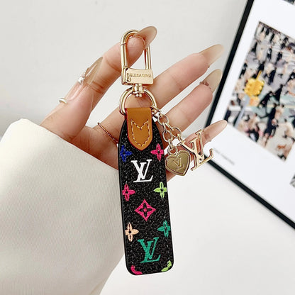 Luxury Leather Keychain Charm with Gold Accents-s2 mysite