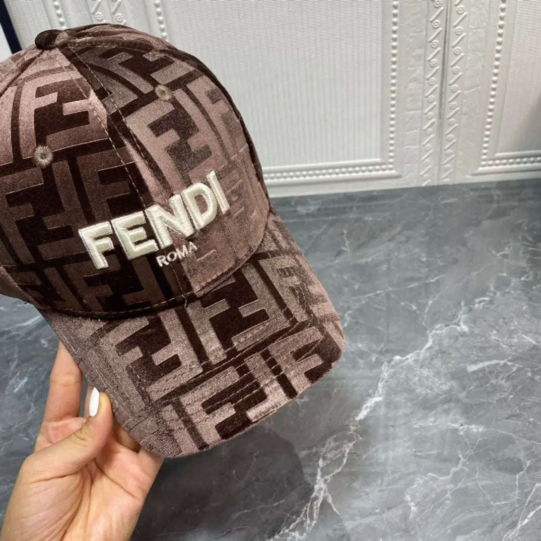 Luxury FF Gold Velvet Baseball Cap | Luxury Designer Adjustable Hat-s2 mysite