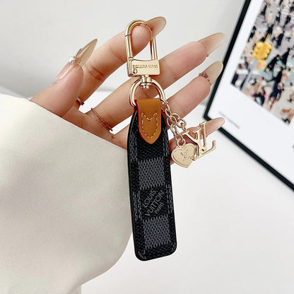 Luxury Leather Keychain Charm with Gold Accents-s2 mysite