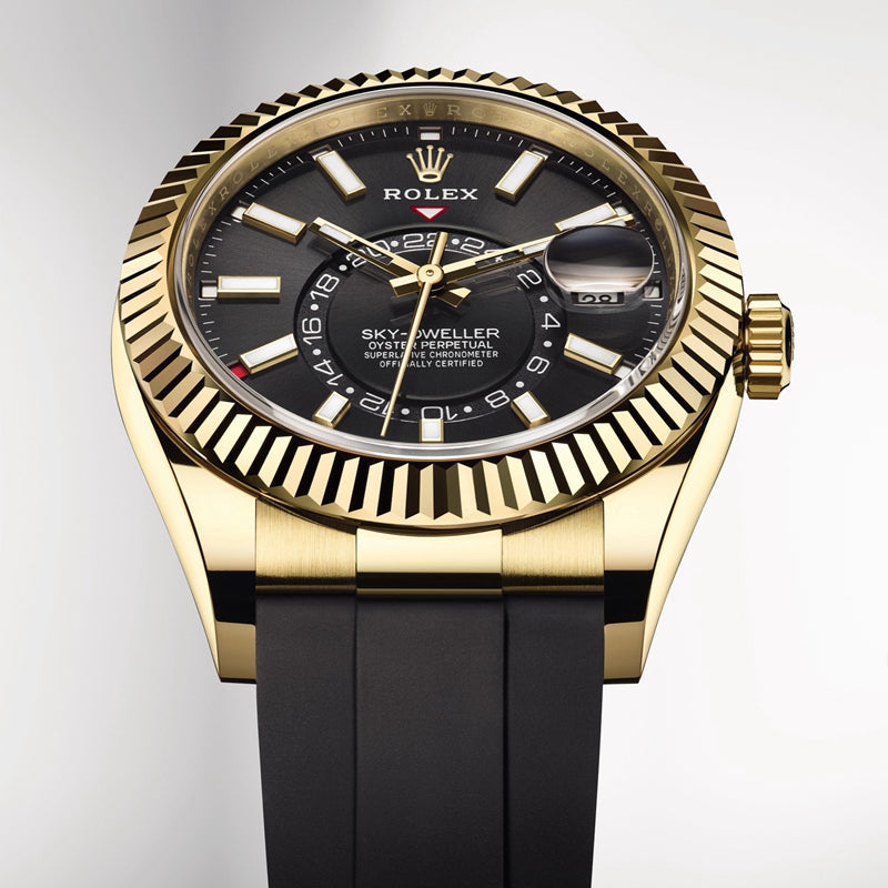 Automatic Watch for Men Replica Sky Dweller Black Dial Rubber Belt 40mm R061330