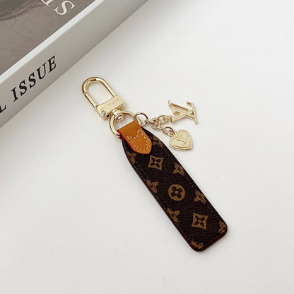 Luxury Leather Keychain Charm with Gold Accents-s2 mysite
