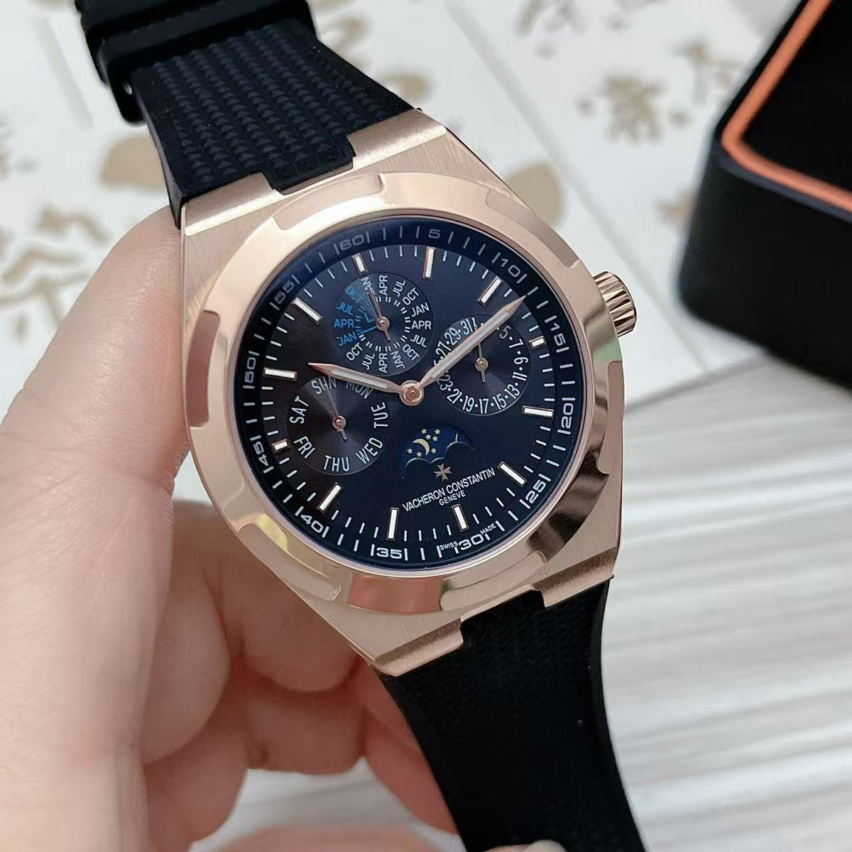 Luxury Automatic Mechanical Watch for Men Stainless Steel Overseas Moonphase 41mm Wristwatch