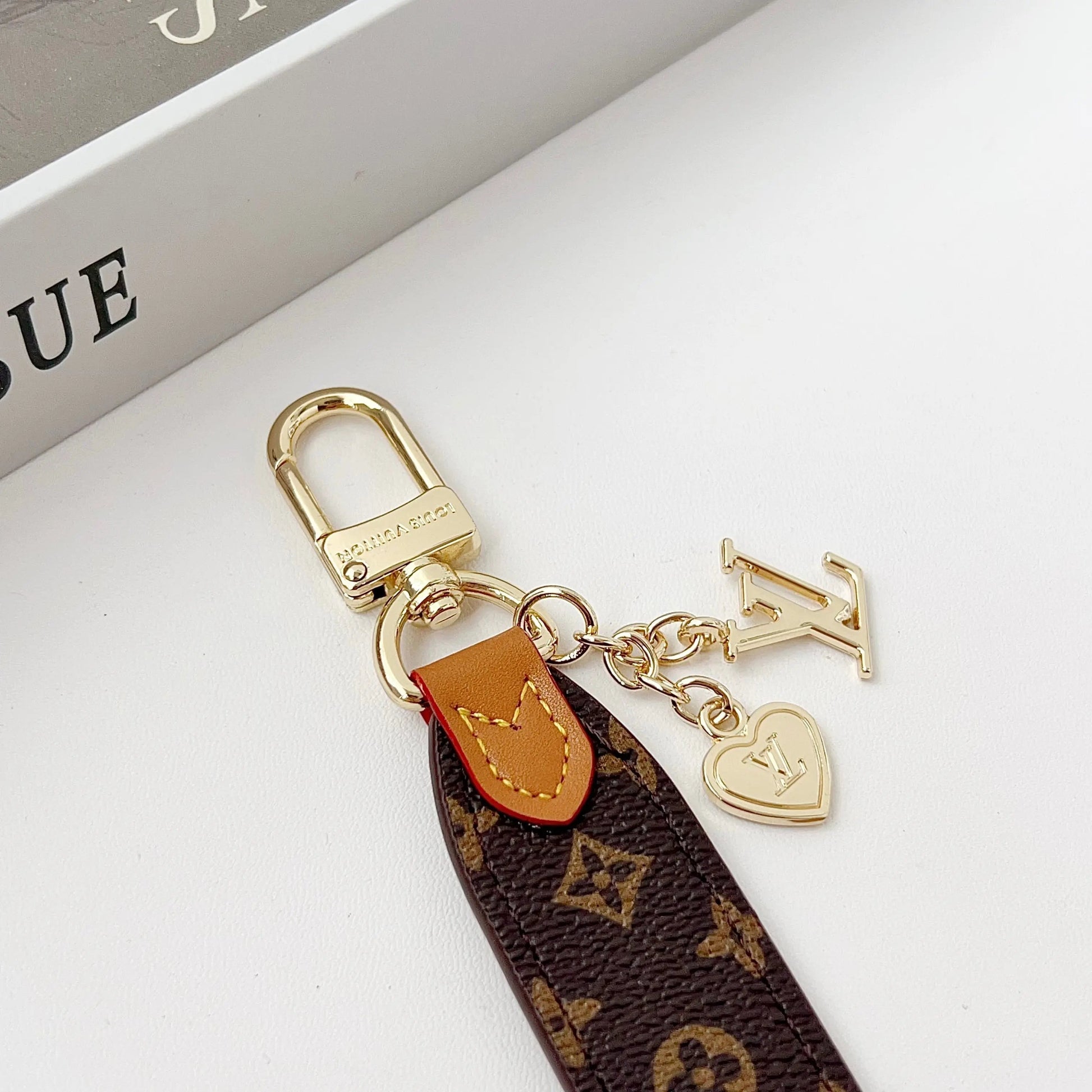 Luxury Leather Keychain Charm with Gold Accents-s2 mysite