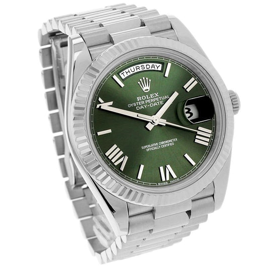 Luxury Automatic Watch for Men Mechanical Wristwatch Stainless Steel Day/Date Green Face 100205