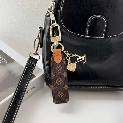 Luxury Leather Keychain Charm with Gold Accents-s2 mysite
