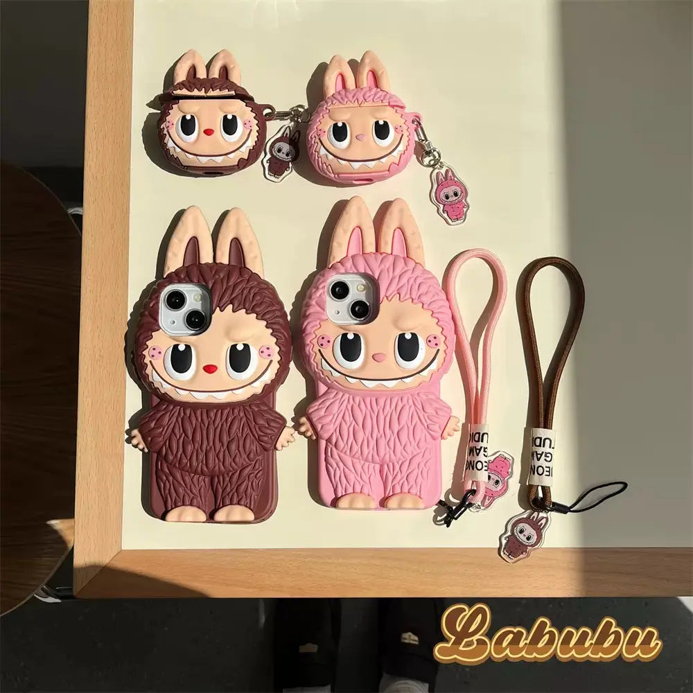 Cute Cartoon Labubu Zimomo Silicon Case | Brown Pink - iPhone Case-s2 mysite
