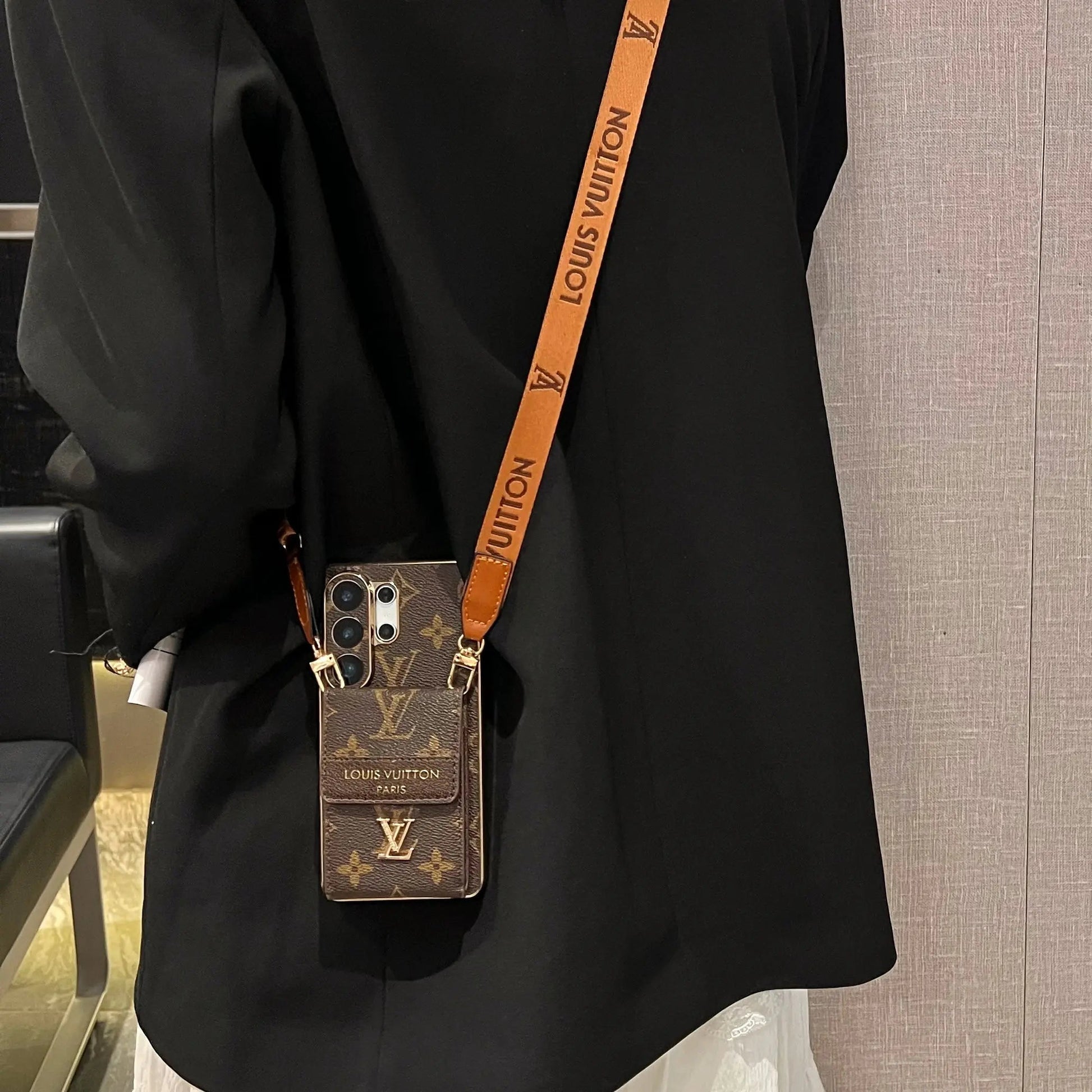 Luxury Advanced Leather Samsung Phone Case with Wallet and Strap.-1 mysite