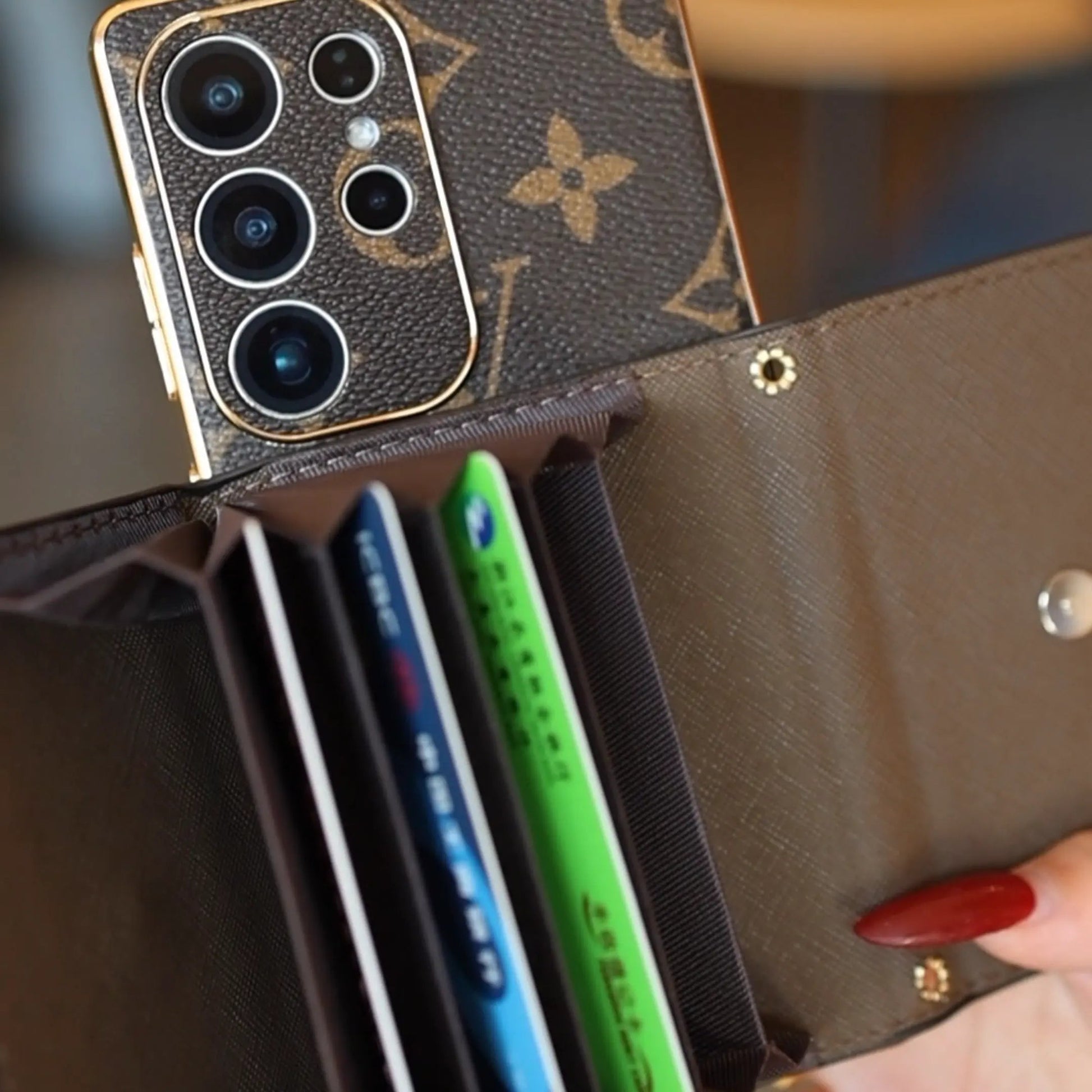 Premium Leather Samsung Case with Card Holder & Wrist Strap-1 mysite