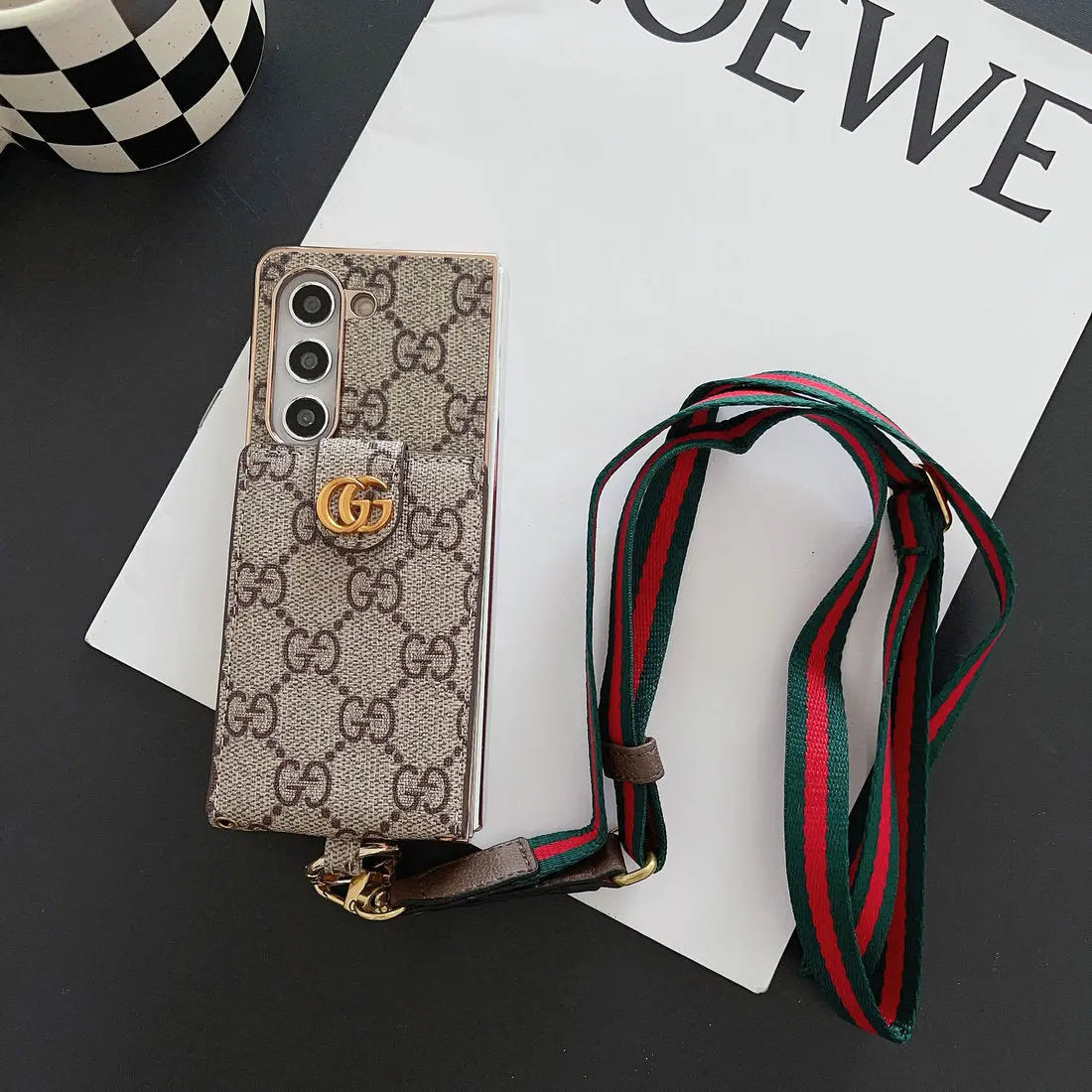 LUXURY ELECTROPLATING MONOGRAM CARD HOLDER CROSSBODY SAMSUNG Z FOLD CASE-1 mysite