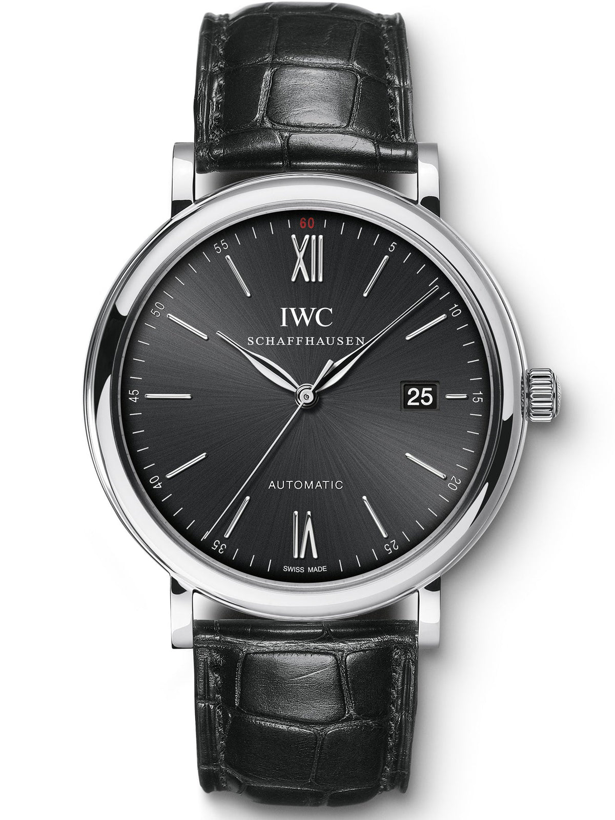 Replica Portofino Automatic IW356502 Steel Black Dial Alligator Strap 40mm